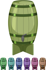 Obraz premium vintage barrel wine cartoon. vintage barrel wine sign colorful illustration