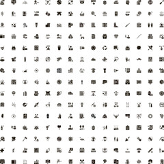 Fototapeta premium Large collection of diverse black flat icon symbols presenting various business, leisure, and lifestyle concepts, isolated on a clean white background