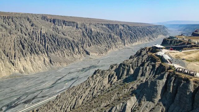 Aerial View of Dushanzi Grand Canyon Geological Wonder in Karamay, Xinjiang, China