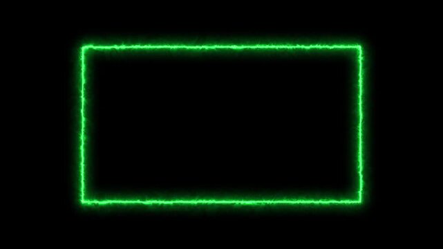 Futuristic Display Outline and Electric Neon Rectangular Border 4k Animation on Dark Background, Flickering Energy Frame with Glowing Edge Effect, loop  Motion Graphics Template
