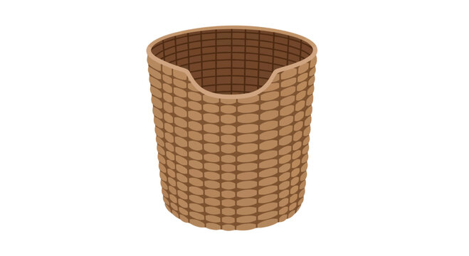 Empty Woven Brown Laundry Basket Illustration