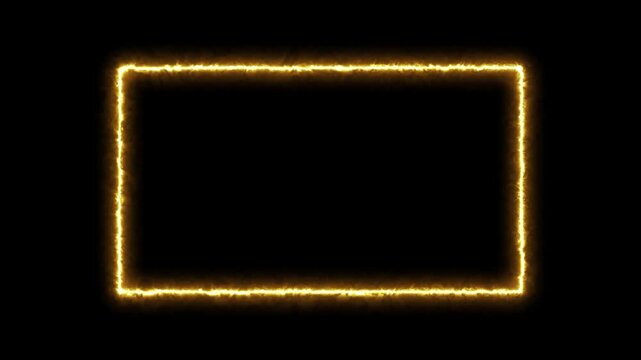 Futuristic Display Outline and Electric Neon Rectangular Border 4k Animation on Dark Background, Flickering Energy Frame with Glowing Edge Effect, loop  Motion Graphics Template