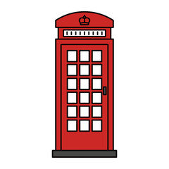 Obraz premium British Phone Booth Flat Vector Icon Illustration