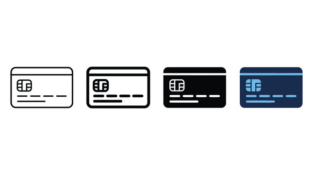 Credit Card Icons Set Isolated on White Background