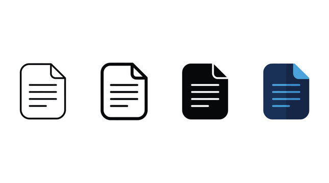 Document Icons Set Isolated on White Background