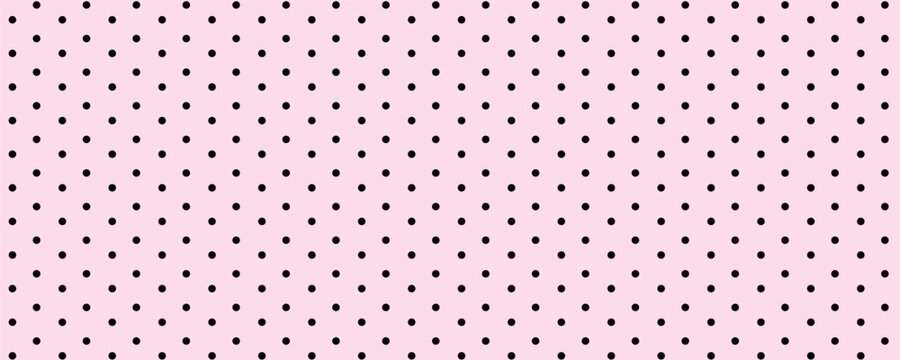 Seamless pink polkadot pattern with black dots.