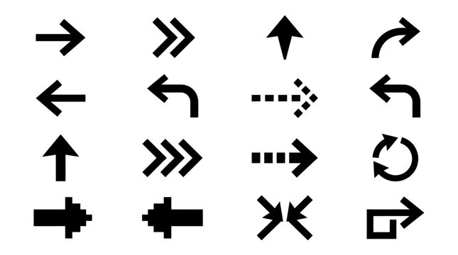 Collection of Diverse Arrow Icons and Symbols.
