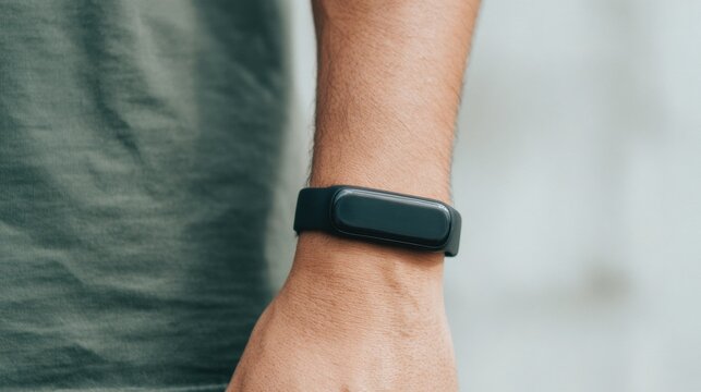 Smartband worn on the wrist shows fitness tracking technology in daily life