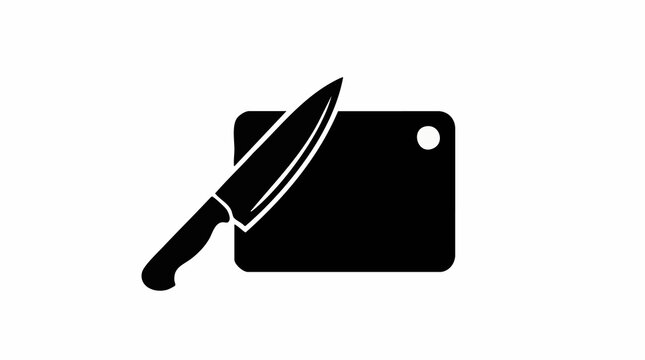 Chef knife and cutting board icon for kitchen and cooking