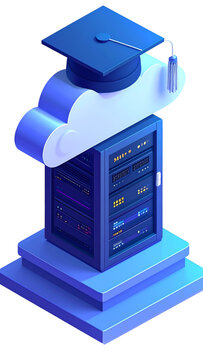 Graduation Cap on Server Cloud