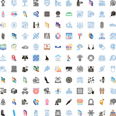 Naklejka premium Big collection of pictogram icons covering a wide range of topics like lifestyle, healthcare, communication, transport, money, and various business concepts on a white background