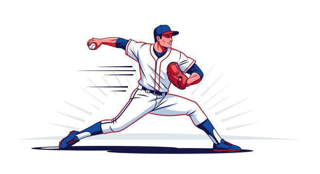 Baseball pitcher in action, throwing a pitch with intensity and focus.
