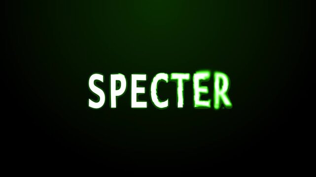 Spooky Green Glow Specter Text Loop Background, Neon Bloody Energy Burning Lettering Intro Animation, Futuristic Horror Title Design Motion Graphic Canvas, Creepy Festive Element