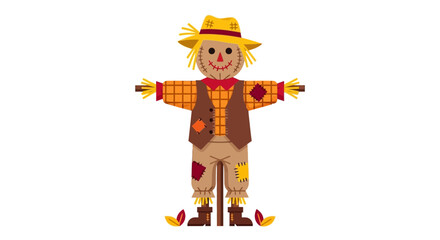 Fototapeta premium Friendly Cartoon Scarecrow Character for Autumn Harvest Festival