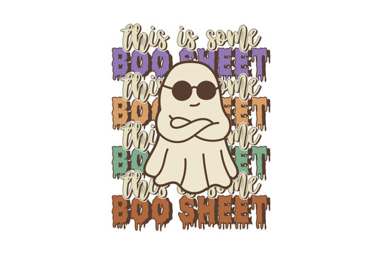 Boo sweet ghost halloween design for t shirts and festive decor