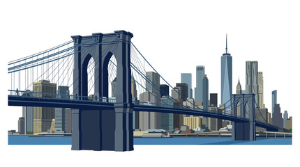 Fototapeta premium Brooklyn Bridge with New York City Skyline - Modern Architecture and Urban Landscape