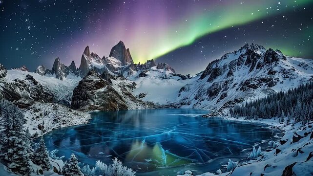 aurora on maontain nature landscape