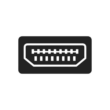 HDMI port icon, digital connection symbol, technology concept