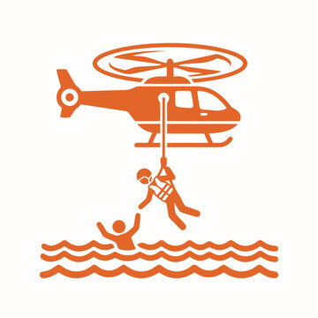 Helicopter Rescue Operation: Person Saved from Water by Air Lift