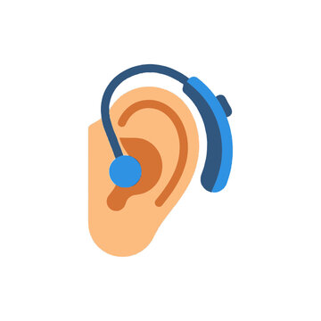 Hearing Aid on Human Ear Icon - Auditory Health and Technology