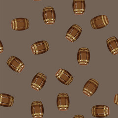 Obraz premium seamless pattern old barrel wine cartoon. old barrel wine sign vector