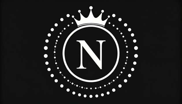 Royal Letter N Monogram, Crown Initial Logo