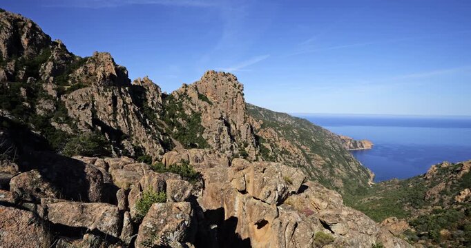 Corsican calanques of Piana, Gulf of Porto, Corse du Sud department, Corsica, France.
