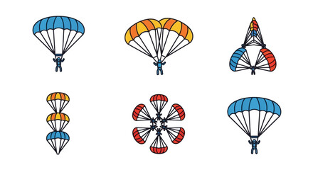 Set of Parachuting and Skydiving Icons