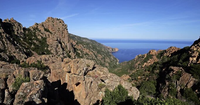 Corsican calanques of Piana, Gulf of Porto, Corse du Sud department, Corsica, France.