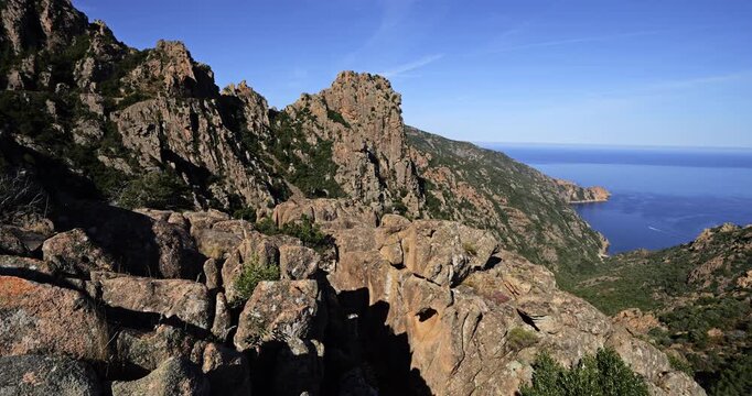 Corsican calanques of Piana, Gulf of Porto, Corse du Sud department, Corsica, France.