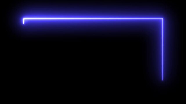 Glowing neon blue color rectangle picture frame icon animation display neon box footage shape round seamless border on black screen background. club concert dance disco dj matrix beam dmx fashion .4k