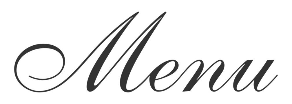 Elegant black menu calligraphy cursive lettering word