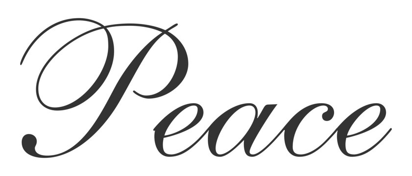 Elegant black peace calligraphy cursive lettering word