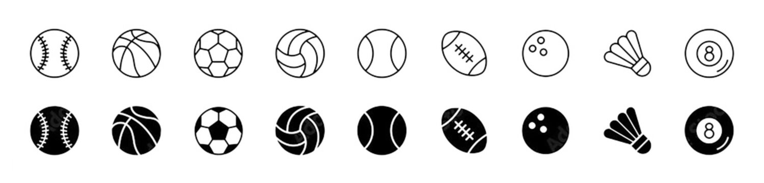 Sports balls icon set. Vector illustration