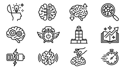 Brainstorming, Idea Generation, and Cognitive Function Icons © Anam