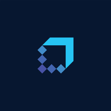 Abstract geometric logo design with a modern and technological aesthetic.