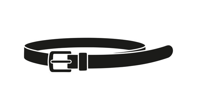 Vector illustration of classic black leather belt with buckle vector icon on a transparent background