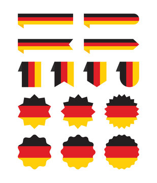 The national flag of Germany, Black Red and Yellow, Ribbons, Badges, Banners, Labels &ndash; Flat Design Illustration