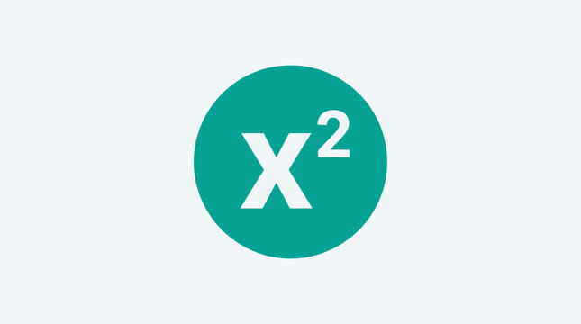 Math Algebra Symbol X Squared Icon in Teal Circle - Minimalist Vector Illustration