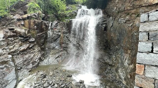 river, waterfall, mountains and beautiful nature