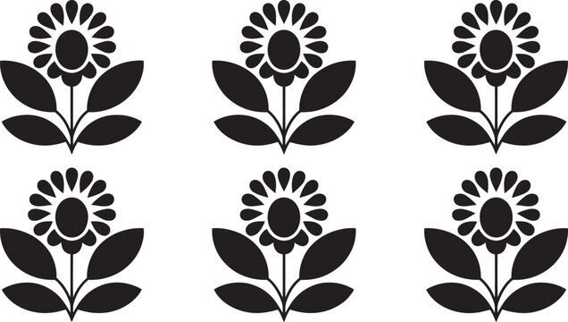Vintage floral seamless pattern, vector collection featuring abstract monochrome block print flowers, decorative tile designs, geometric textures, ornamental stencils, and classic botanical motifs ide
