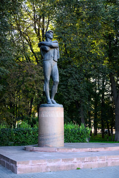 Monument of 19th century to Fyodor Volkov, actor and founder of the theater in Yaroslavl, Russia