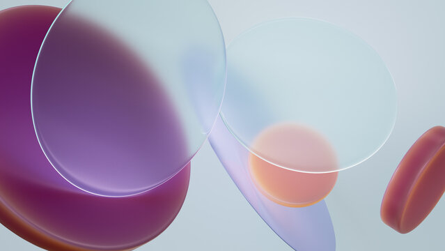 Abstract 3D Glass Shapes with Soft Gradient Background