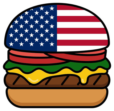 hamburger with american flag vector