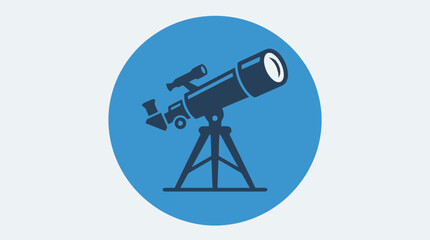 Flat Vector Telescope Icon in Blue Circle - Professional Astronomy and Science Exploration Illustration © Rini