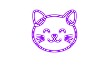 Neon purple cat face outline icon isolated on transparent background © Osman Hadi