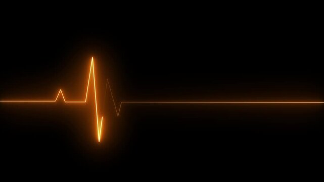 Abstract neon ECG monitor waves or electrocardiogram rhythm. Animation of colorful neon lines of ECG heartbeat on black background.