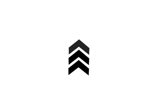 High tech progress indicator or loading bar element animated traffic direction arrow sign. Up  arrow for outward direction. Bright arrow direction indicator graphic animation.