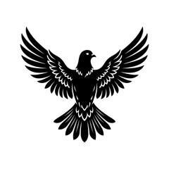 Fototapeta premium A majestic bird spreads its wide wings in mid-air flight outdoors.