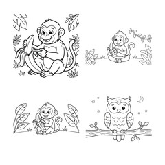 Cute mother monkey holding playful baby in jungle setting. Adorable primate family bonding with infant in lush wildlife habitat.